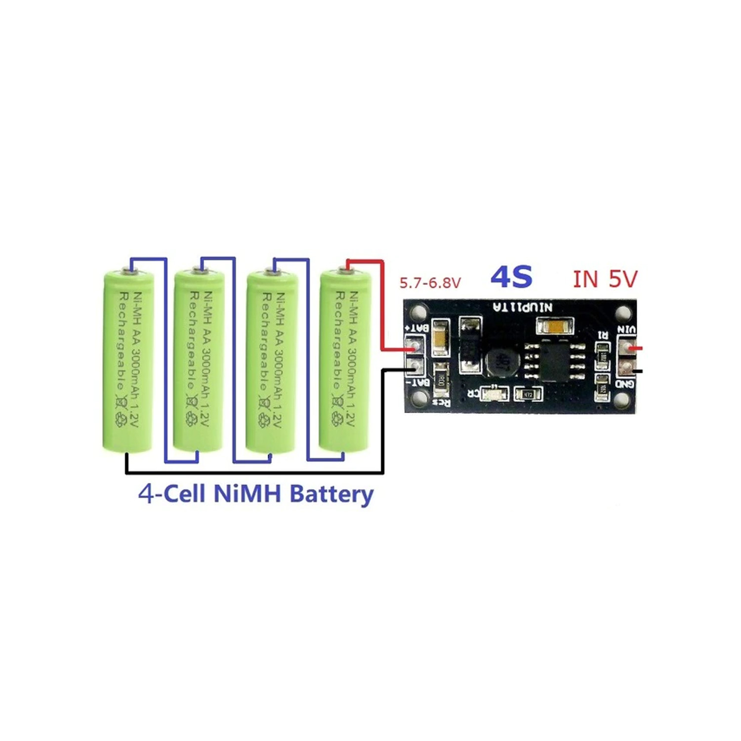 Oplaadmodule NiMH-batterijen NIUP11TA (4 batterijen)