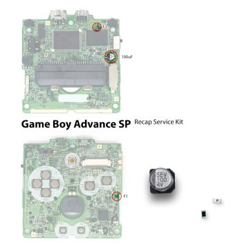 Capacitor Repair Kit &amp; Service Recap Kit 3-piece for Nintendo Game Boy SP