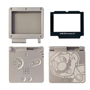 Game Boy Advance SP Gehäuse (Mario Silber)