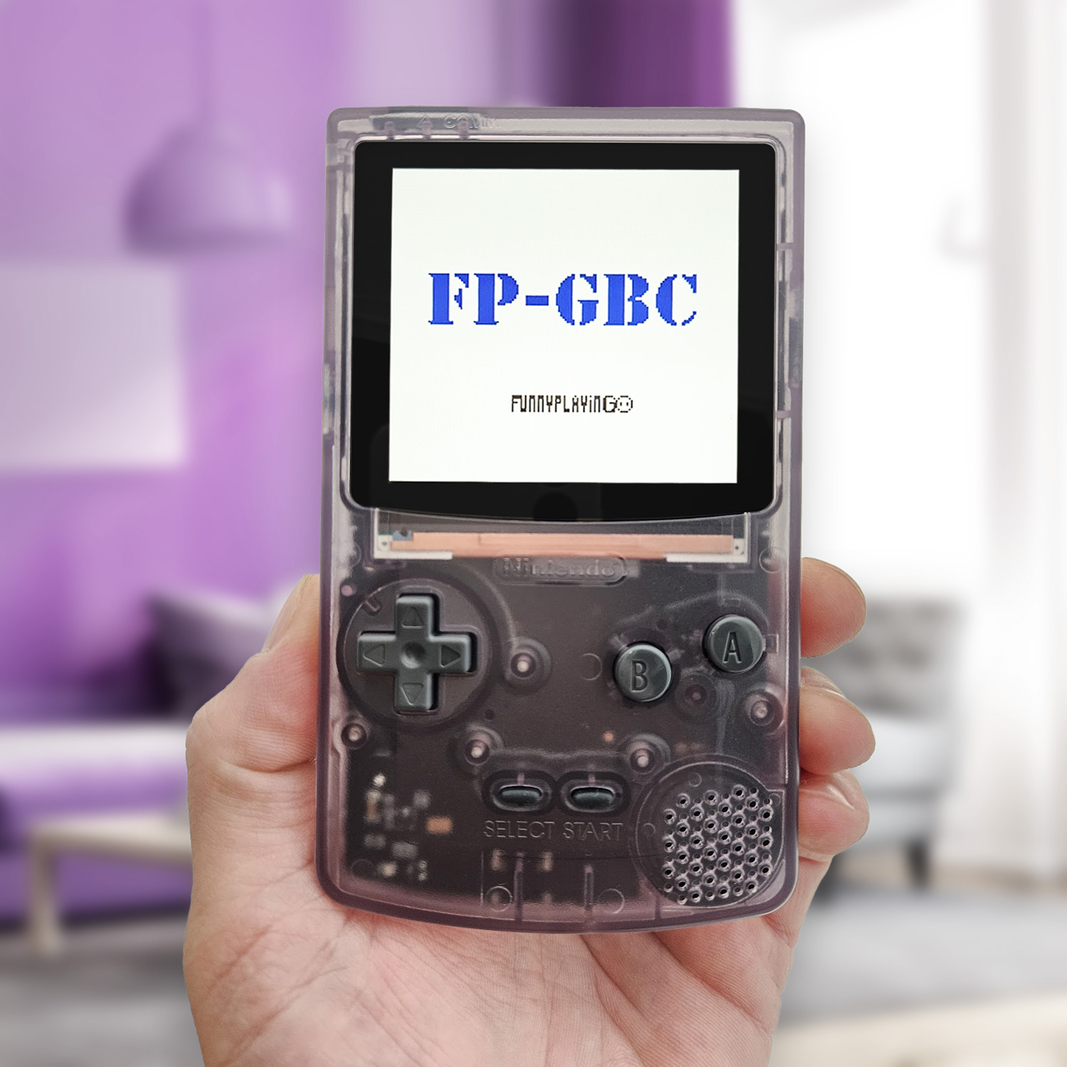 FunnyPlaying FPGBC Console con chip FPGA, XL IPS e Bass Boost (viola atomico)