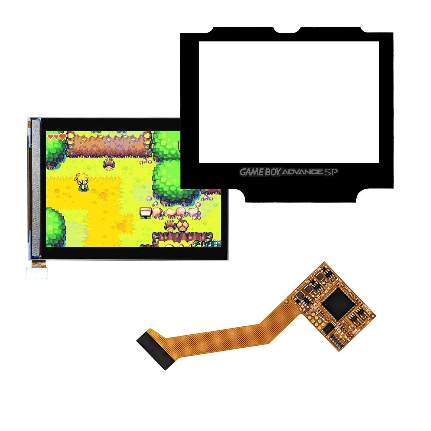 Game Boy Advance SP IPS V2 LCD Screen Kit (Schwarz)
