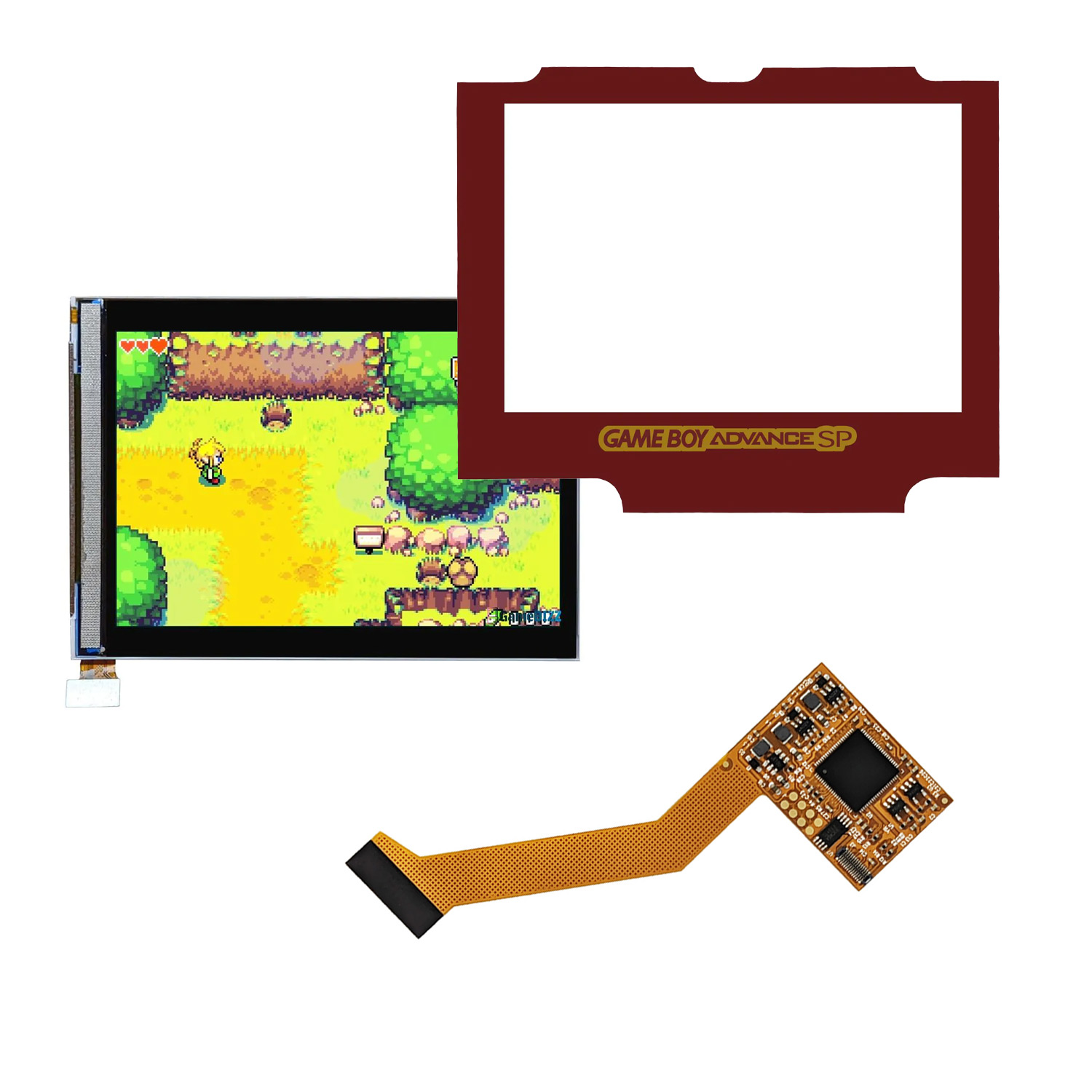 Game Boy Advance SP IPS V2 LCD Screen Kit (Rot)