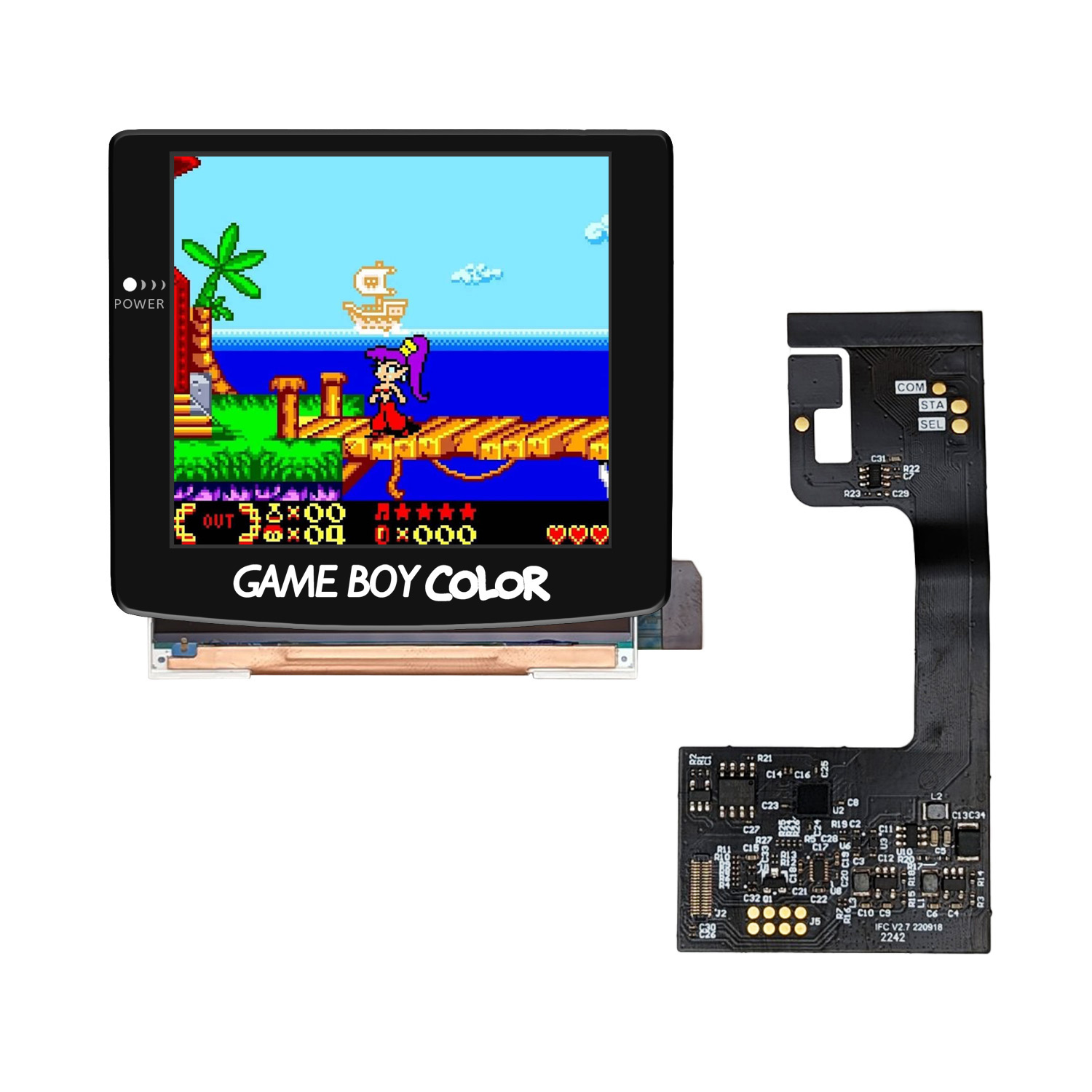 Game Boy Color Retro Pixel 2.1 IPS (Black 2.5D)