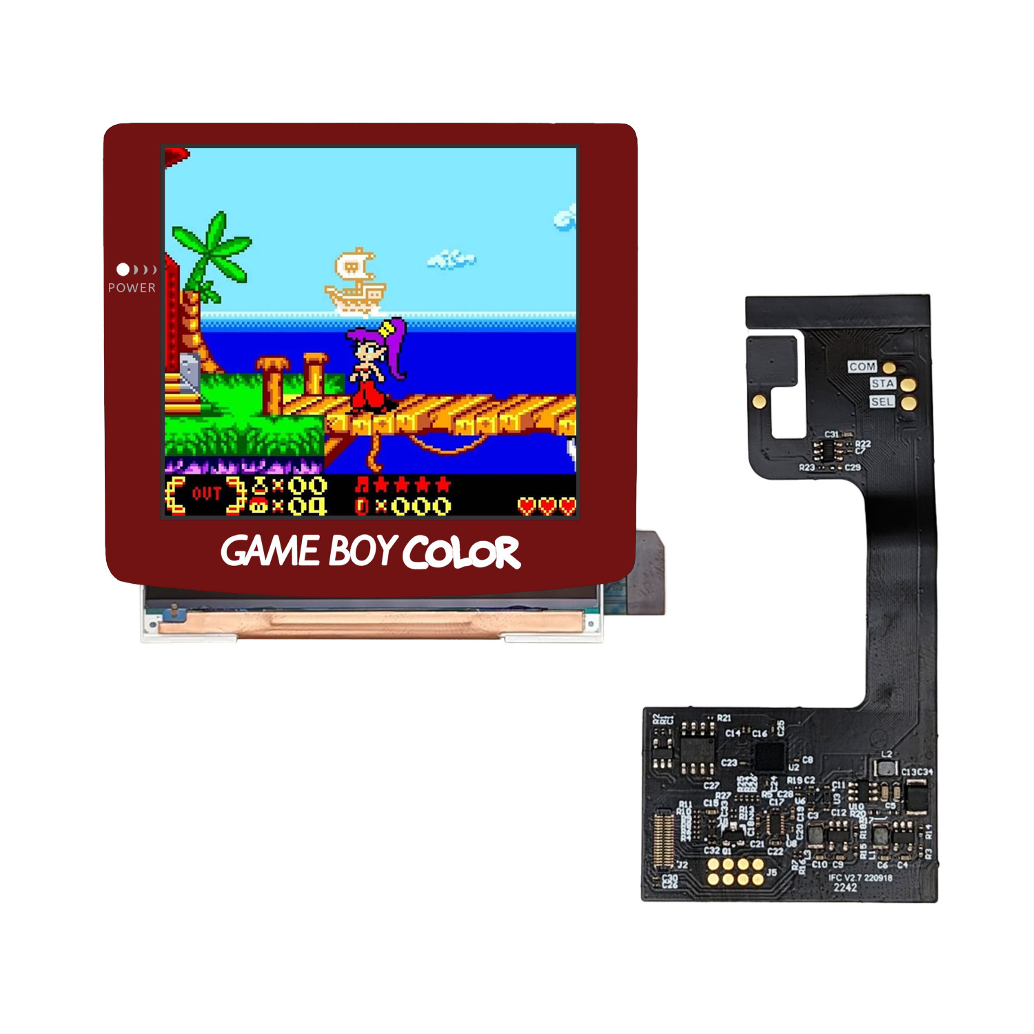 Retro Pixel 2.1 IPS (Rot) für Game Boy Color