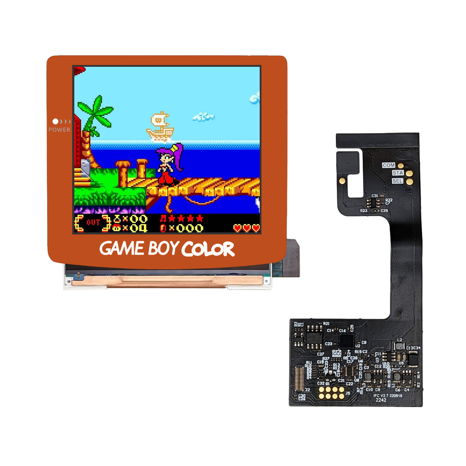 Game Boy Colour Retro Pixel 2.1 IPS (mandarino)