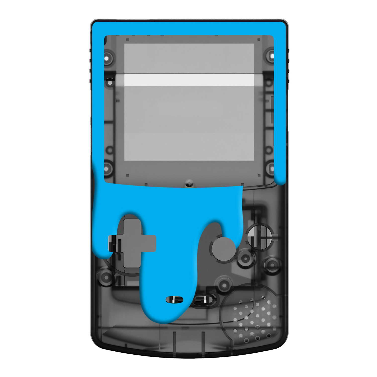UV Print Shell IPS Q5 for Game Boy Color - SALE (Paint Spill Cyan)