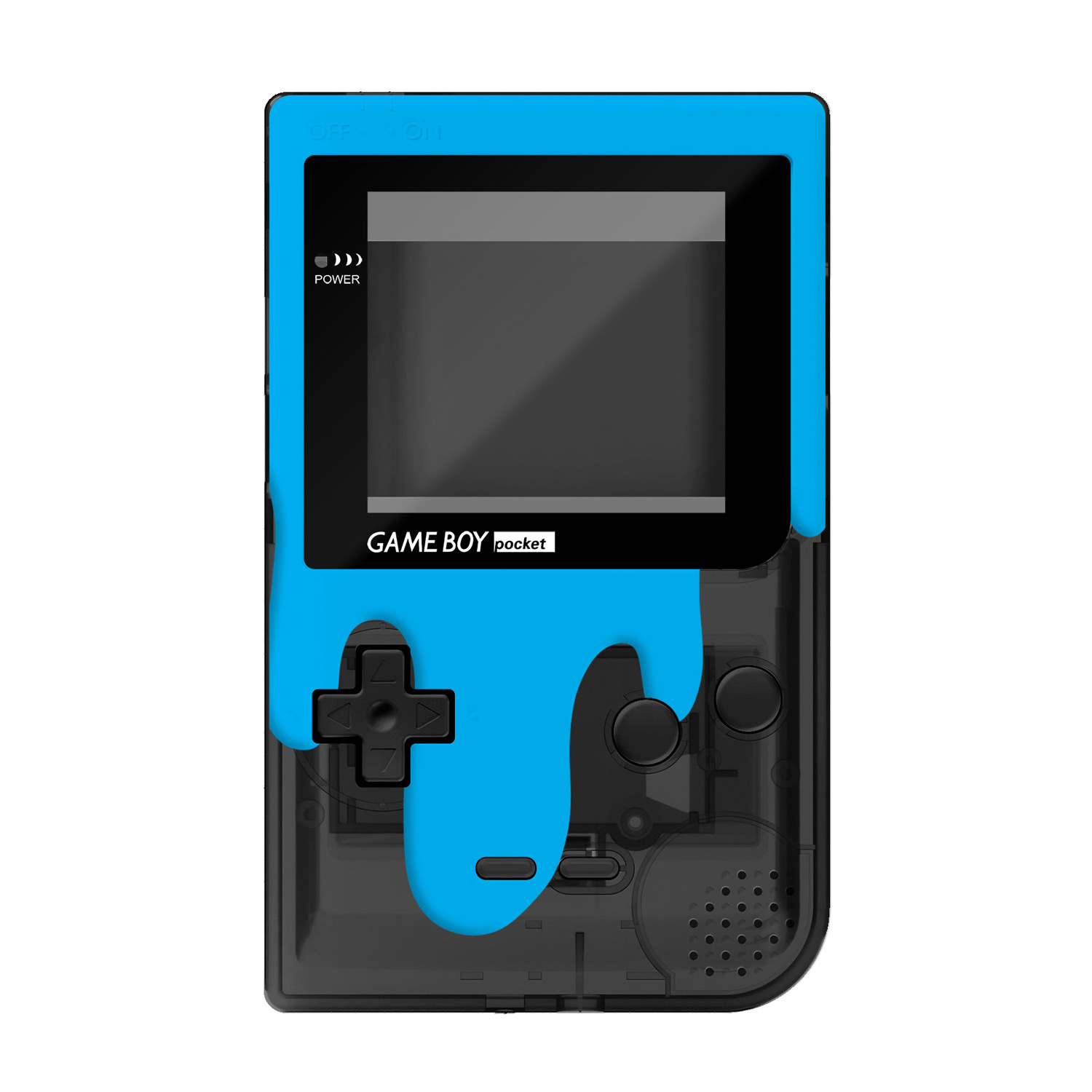 RetroSix IPS Q5 UV-Print Gehäuse Set für Game Boy Pocket (Paint Spill Cyan)